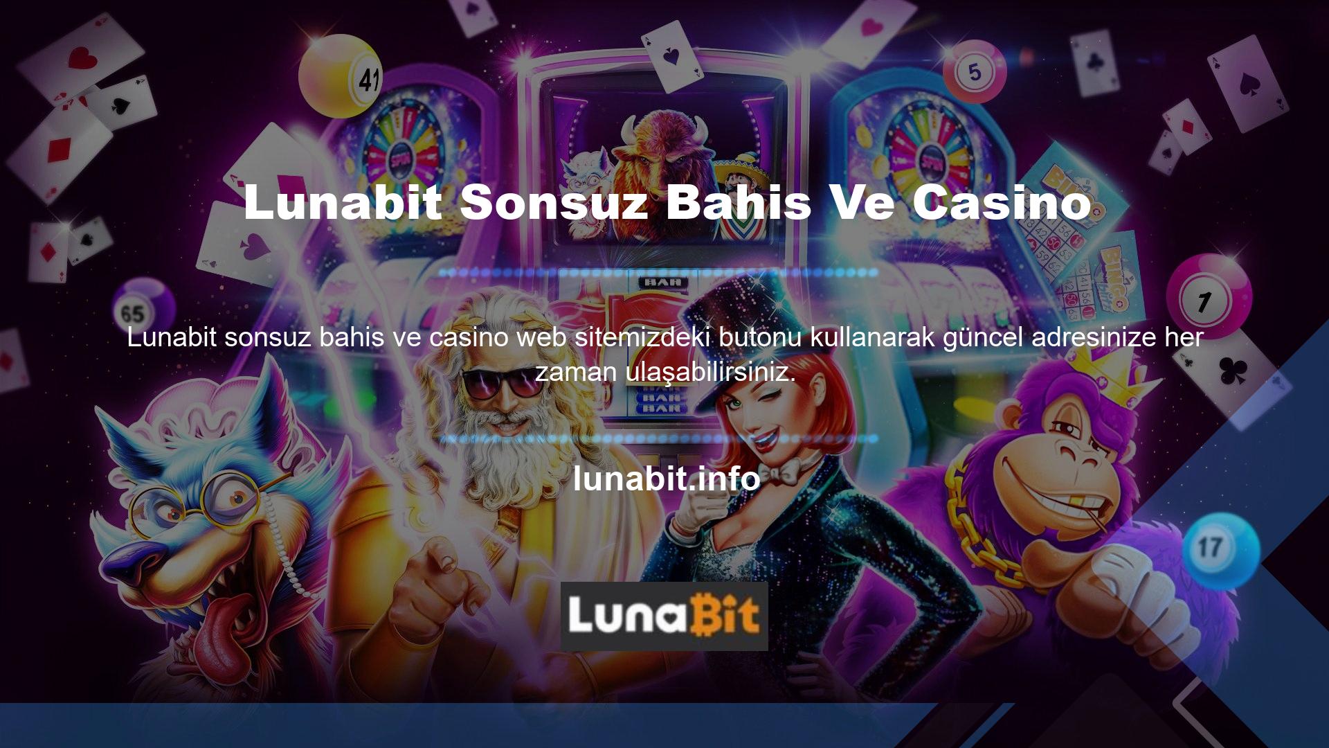 En sık güncellenen web sitelerinden biri olan Lunabit, artık spor bahisleri, canlı bahisler ve casinolarda üstün hizmetler sunmaktadır